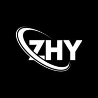 logotipo de zhy. letra zhy. diseño del logotipo de la letra zhy. logotipo de iniciales zhy vinculado con círculo y logotipo de monograma en mayúsculas. tipografía zhy para tecnología, negocios y marca inmobiliaria. vector