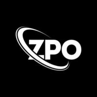 logotipo de zpo. letra zpo. diseño del logotipo de la letra zpo. logotipo de iniciales zpo vinculado con círculo y logotipo de monograma en mayúsculas. tipografía zpo para tecnología, negocios y marca inmobiliaria. vector