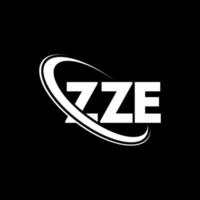 logotipo de zze. letra zze. diseño del logotipo de la letra zze. logotipo de las iniciales zze vinculado con un círculo y un logotipo de monograma en mayúsculas. tipografía zze para tecnología, negocios y marca inmobiliaria. vector