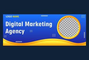 horizontal banner template design in blue color for business, company and promotion. vector