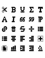 conjunto de iconos de editor de texto 30 aislado sobre fondo blanco vector