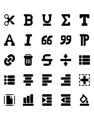 Text Editor Icon Set 30 isolated on white background