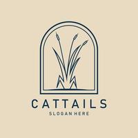 cattails line art logo, icon and symbol, with emblem vector illustration design