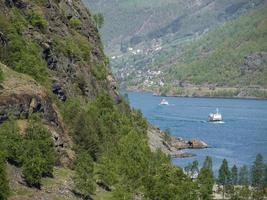 Flam and the aurlandsfjord in norway photo