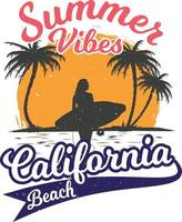 Summer Vibes California Beach Vintage Tshirt Design vector