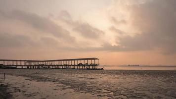 Partial solar eclipse at fisherman harbor with ray formation at Jelutong Penang, video