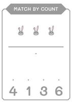 Match by count of Rabbit, game for children. Vector illustration, printable worksheet