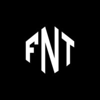 FNT letter logo design with polygon shape. FNT polygon and cube shape logo design. FNT hexagon vector logo template white and black colors. FNT monogram, business and real estate logo.