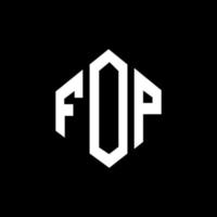 FOP letter logo design with polygon shape. FOP polygon and cube shape logo design. FOP hexagon vector logo template white and black colors. FOP monogram, business and real estate logo.