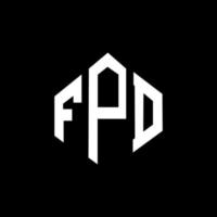 FPD letter logo design with polygon shape. FPD polygon and cube shape logo design. FPD hexagon vector logo template white and black colors. FPD monogram, business and real estate logo.