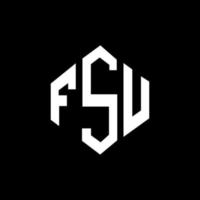 diseño de logotipo de letra fsu con forma de polígono. fsu polígono y diseño de logotipo en forma de cubo. fsu hexágono vector logo plantilla colores blanco y negro. monograma fsu, logotipo comercial e inmobiliario.