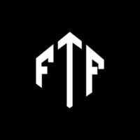 diseño de logotipo de letra ftf con forma de polígono. Diseño de logotipo en forma de cubo y polígono ftf. ftf hexágono vector logo plantilla colores blanco y negro. Monograma ftf, logotipo comercial e inmobiliario.