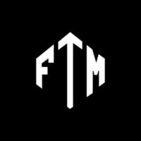 FTM letter logo design with polygon shape. FTM polygon and cube shape logo design. FTM hexagon vector logo template white and black colors. FTM monogram, business and real estate logo.