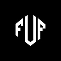 FUF letter logo design with polygon shape. FUF polygon and cube shape logo design. FUF hexagon vector logo template white and black colors. FUF monogram, business and real estate logo.