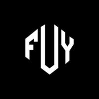 FUY letter logo design with polygon shape. FUY polygon and cube shape logo design. FUY hexagon vector logo template white and black colors. FUY monogram, business and real estate logo.