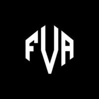 FVA letter logo design with polygon shape. FVA polygon and cube shape logo design. FVA hexagon vector logo template white and black colors. FVA monogram, business and real estate logo.