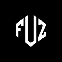 FUZ letter logo design with polygon shape. FUZ polygon and cube shape logo design. FUZ hexagon vector logo template white and black colors. FUZ monogram, business and real estate logo.