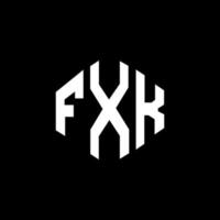 FXK letter logo design with polygon shape. FXK polygon and cube shape logo design. FXK hexagon vector logo template white and black colors. FXK monogram, business and real estate logo.