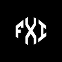 FXI letter logo design with polygon shape. FXI polygon and cube shape logo design. FXI hexagon vector logo template white and black colors. FXI monogram, business and real estate logo.