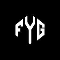 diseño de logotipo de letra fyg con forma de polígono. diseño de logotipo en forma de cubo y polígono fyg. fyg hexágono vector logo plantilla colores blanco y negro. monograma fyg, logotipo comercial y inmobiliario.