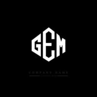 GEM letter logo design with polygon shape. GEM polygon and cube shape logo design. GEM hexagon vector logo template white and black colors. GEM monogram, business and real estate logo.