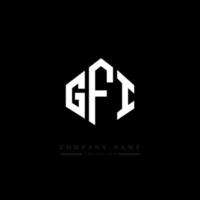 GFI letter logo design with polygon shape. GFI polygon and cube shape logo design. GFI hexagon vector logo template white and black colors. GFI monogram, business and real estate logo.