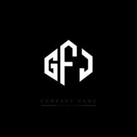 GFJ letter logo design with polygon shape. GFJ polygon and cube shape logo design. GFJ hexagon vector logo template white and black colors. GFJ monogram, business and real estate logo.