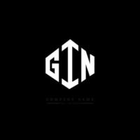 GIN letter logo design with polygon shape. GIN polygon and cube shape logo design. GIN hexagon vector logo template white and black colors. GIN monogram, business and real estate logo.