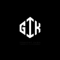 GIK letter logo design with polygon shape. GIK polygon and cube shape logo design. GIK hexagon vector logo template white and black colors. GIK monogram, business and real estate logo.