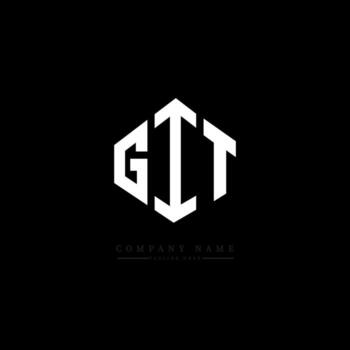 GIT letter logo design with polygon shape. GIT polygon and cube shape logo design. GIT hexagon vector logo template white and black colors. GIT monogram, business and real estate logo.