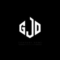 GJO letter logo design with polygon shape. GJO polygon and cube shape logo design. GJO hexagon vector logo template white and black colors. GJO monogram, business and real estate logo.
