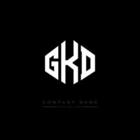 GKD letter logo design with polygon shape. GKD polygon and cube shape logo design. GKD hexagon vector logo template white and black colors. GKD monogram, business and real estate logo.