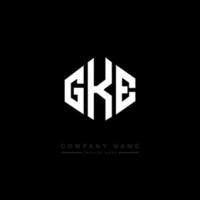 GKE letter logo design with polygon shape. GKE polygon and cube shape logo design. GKE hexagon vector logo template white and black colors. GKE monogram, business and real estate logo.