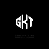 GKT letter logo design with polygon shape. GKT polygon and cube shape logo design. GKT hexagon vector logo template white and black colors. GKT monogram, business and real estate logo.