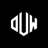 OUW letter logo design with polygon shape. OUW polygon and cube shape logo design. OUW hexagon vector logo template white and black colors. OUW monogram, business and real estate logo.