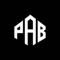 PAB letter logo design with polygon shape. PAB polygon and cube shape logo design. PAB hexagon vector logo template white and black colors. PAB monogram, business and real estate logo.