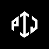 diseño de logotipo de letra pij con forma de polígono. pij polígono y diseño de logotipo en forma de cubo. pij hexagon vector logo plantilla colores blanco y negro. monograma pij, logotipo empresarial y inmobiliario.