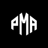 PMA letter logo design with polygon shape. PMA polygon and cube shape logo design. PMA hexagon vector logo template white and black colors. PMA monogram, business and real estate logo.