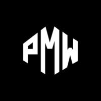 PMW letter logo design with polygon shape. PMW polygon and cube shape logo design. PMW hexagon vector logo template white and black colors. PMW monogram, business and real estate logo.