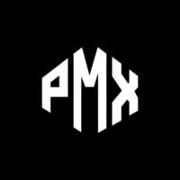 PMX letter logo design with polygon shape. PMX polygon and cube shape logo design. PMX hexagon vector logo template white and black colors. PMX monogram, business and real estate logo.
