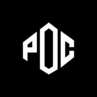 POC letter logo design with polygon shape. POC polygon and cube shape logo design. POC hexagon vector logo template white and black colors. POC monogram, business and real estate logo.
