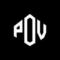 POV letter logo design with polygon shape. POV polygon and cube shape logo design. POV hexagon vector logo template white and black colors. POV monogram, business and real estate logo.