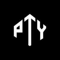 diseño de logotipo de letra pty con forma de polígono. pty polígono y diseño de logotipo en forma de cubo. pty hexágono vector logo plantilla colores blanco y negro. monograma pty, logotipo comercial y inmobiliario.