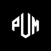 diseño de logotipo de letra pum con forma de polígono. diseño de logotipo en forma de polígono y cubo de pum. pum hexágono vector logo plantilla colores blanco y negro. monograma de pum, logotipo comercial e inmobiliario.