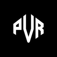 PVR letter logo design with polygon shape. PVR polygon and cube shape logo design. PVR hexagon vector logo template white and black colors. PVR monogram, business and real estate logo.