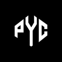 diseño de logotipo de letra pyc con forma de polígono. Diseño de logotipo en forma de cubo y polígono pyc. pyc hexágono vector logo plantilla colores blanco y negro. monograma pyc, logotipo comercial y inmobiliario.