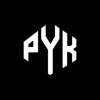 diseño de logotipo de letra pyk con forma de polígono. diseño de logotipo en forma de cubo y polígono pyk. Pyk hexágono vector logo plantilla colores blanco y negro. monograma pyk, logotipo empresarial y inmobiliario.