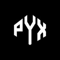 diseño de logotipo de letra pyx con forma de polígono. diseño de logotipo en forma de cubo y polígono pyx. pyx hexagon vector logo plantilla colores blanco y negro. monograma pyx, logotipo comercial y inmobiliario.