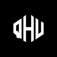 QHU letter logo design with polygon shape. QHU polygon and cube shape logo design. QHU hexagon vector logo template white and black colors. QHU monogram, business and real estate logo.