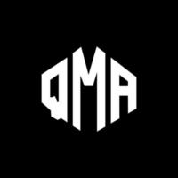 QMA letter logo design with polygon shape. QMA polygon and cube shape logo design. QMA hexagon vector logo template white and black colors. QMA monogram, business and real estate logo.